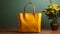 A yellow bag with a single flower, a nature gift generated by AI