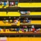 Yellow balconies with drying laundry