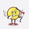 Yellow Ball Emoticon cartoon mascot character Cupid with arrow and wings