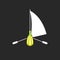 Yellow banana boat logo, tropical fruit in the form of a sailing yacht with oars, creative food emblem