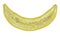 Yellow banana, cut into longitudinal on white background, closeup