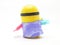 Yellow Banana Minion Toys Plastic Model from Despicable Me Movie in White Isolated Background