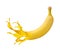 Yellow banana with paint splash