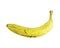 Yellow banana on a white background, ripe peeled banana