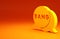 Yellow Bang boom, gun Comic text speech bubble balloon icon isolated on orange background. Minimalism concept. 3d