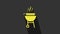 Yellow Barbecue grilled shish kebab on skewer stick icon isolated on grey background. BBQ meat kebab on skewer stick
