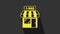 Yellow Barbecue shopping building or market store icon isolated on grey background. BBQ grill party. Shop construction