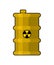 Yellow Barrel with poisonous waste. radioactive Canister with ac