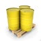 Yellow barrels on a pallet