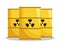 Yellow barrels with toxic, radioactive waste. Hazardous waste. Ecological concept.