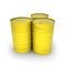 Yellow barrels on a white background