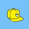 Yellow baseball cap line icon