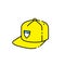 Yellow baseball cap line icon