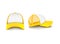 Yellow baseball trucker cap mockup from front and side view