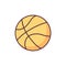 Yellow basketball. Round rubber ball equipment for sport game