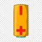 Yellow battery icon, cartoon style