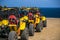 Yellow beach buggies without driver