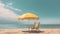 Yellow beach chair and umbrella on the beautiful beach, relaxing seascape in summer, vacation, travel destination concept,