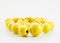 Yellow beads on white background