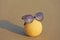 Yellow beautiful melon in glasses, on the beach and on the sea