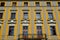 Yellow and beige striped buildings Upper Square Olomouc Czech Republic