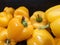 Yellow bell pepper with flaws in supermarket