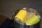 Yellow beverage cans in ice bucket