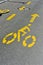 Yellow bicycle path sign