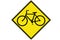 A yellow Bicycle Traffic Warning Sign