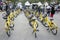 Yellow bicycle for travelers people rent biking tour around Bang Mod festival