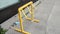 yellow bike bicycle rack lock parking station for parking and locking your bike