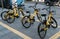 The yellow bikes for hire