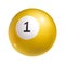 Yellow billiard ball with number one