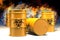 Yellow biohazard toxic waste barrels