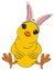 Yellow bird with rabbit`s ears