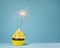 Yellow Birthday Cupcake with fun sparkler