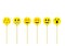 Yellow birthday emoji faces balloons