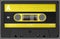 Yellow and black audio cassette with sticker and label