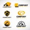 Yellow and black Backhoe service logo vector set design