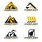 Yellow and black Backhoe service logo vector set design