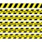 Yellow and Black Barricade Construction Tape Collection. police stripe. Vector illustration