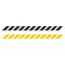 Yellow and black caution ribbon icon, vector illustraction isolated on white background