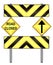 Yellow and black caution road sign