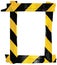 Yellow Black Caution Warning Barricade Tape Notice Sign Frame, Vertical Adhesive Sticker Background, Diagonal Hazard Stripes