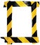 Yellow Black Caution Warning Barricade Tape Notice Sign Frame, Vertical Adhesive Sticker Background Diagonal Hazard Stripes Signal