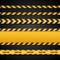 Yellow and black danger tapes. Caution lines isolated. Vector illustration