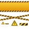 Yellow and black danger tapes. Caution lines isolated. Vector illustration