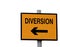 Yellow and black diversion sign