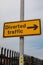 Yellow and black diverted traffic sign Birkenhead Wirral August 2019
