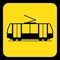 Yellow, black information sign - tram, streetcar